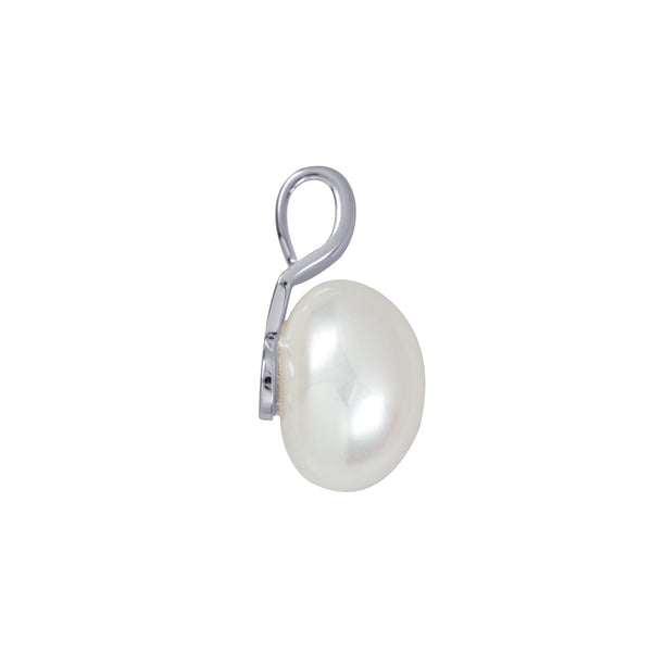 Sterling Silver Freshwater Button Pearl Pendant - alternate view