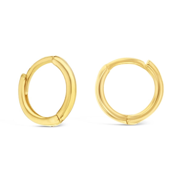 9ct Yellow Gold Plain Mini Huggie Earrings - alternate view