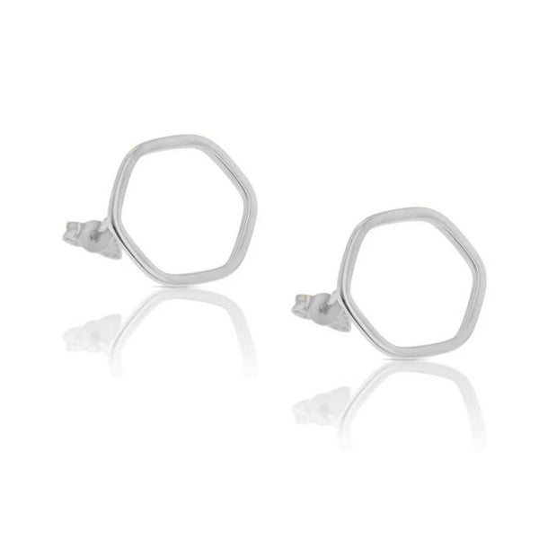 9ct White Gold Hexagon Studs - alternate view