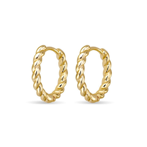 Yellow Gold Plated Twisted Hoops - alternate view