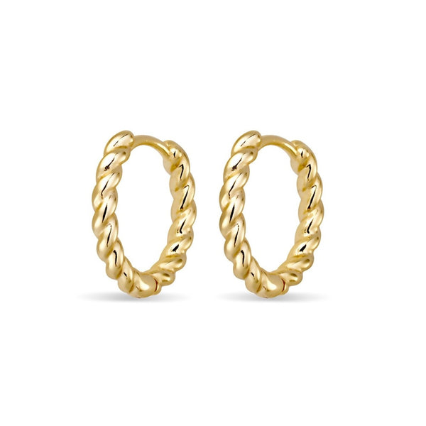 Yellow Gold Plated Twisted Hoops - alternate view