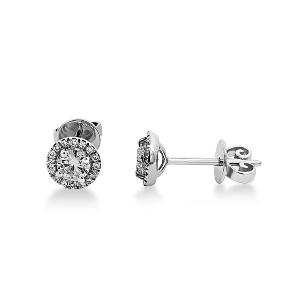 9ct White Gold Diamond Halo Stud Earrings - alternate view