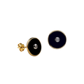 9ct Yellow Gold Black Onyx and Diamond Set Earrings