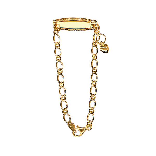 9ct Yellow Gold Child ID Engravable Bracelet With Heart Charm - alternate view
