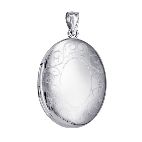 Sterling Silver Oval Engraved Locket - alternate view