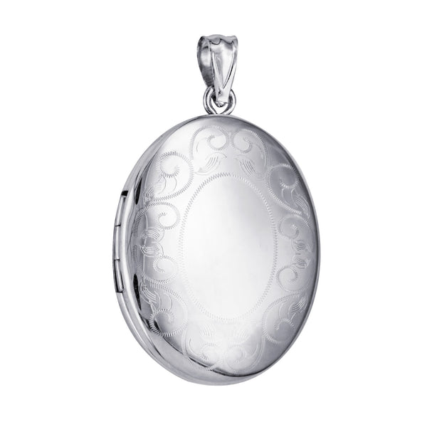 Sterling Silver Oval Engraved Locket - alternate view