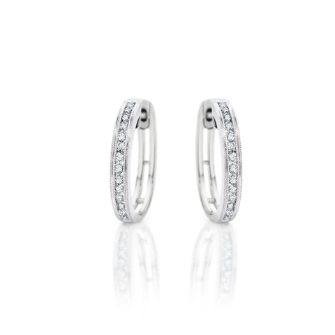18ct White Gold Diamond Huggie Earrings - alternate view