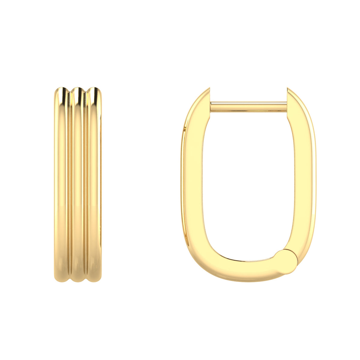Gold Vermeil 22ct Rectangular Ribbed Huggies