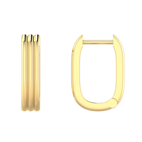 Gold Vermeil 22ct Rectangular Ribbed Huggies
