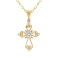 9ct Yellow Gold Cubic Zirconia Filigree Cross
