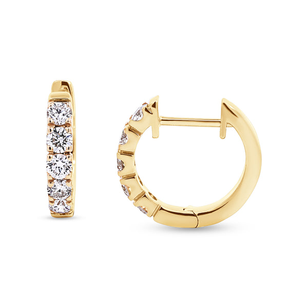 9ct Yellow Gold Diamond Set Huggie Earrings - alternate view