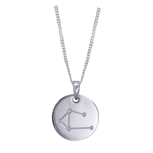 Sterling Silver Libra Constellation And Zodiac Necklace - alternate view