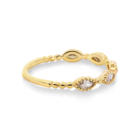 9ct Yellow Gold Lab Grown Marquise Diamond Set Wedding Ring - alternate view