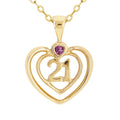 9ct Yellow Gold Pink Sapphire 21 Heart Pendant