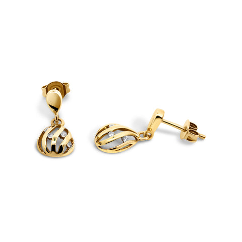 9ct Yellow Gold Cubic Zirconia Set Teardrop Earrings - alternate view