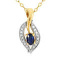 9ct Yellow Gold Sapphire & Diamond Leaf Necklace