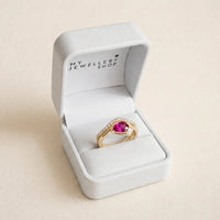 9ct Yellow Gold Rhodolite Garnet & Lab Grown Diamond Dress Ring