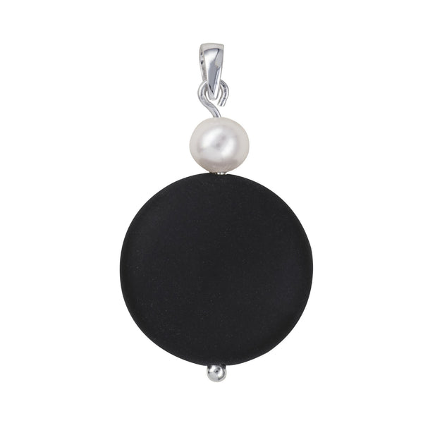 Sterling Silver Freshwater Pearl And Black Onyx Pendant - alternate view
