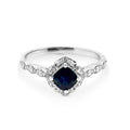18ct White Gold Sapphire & Diamond Antique Style Ring