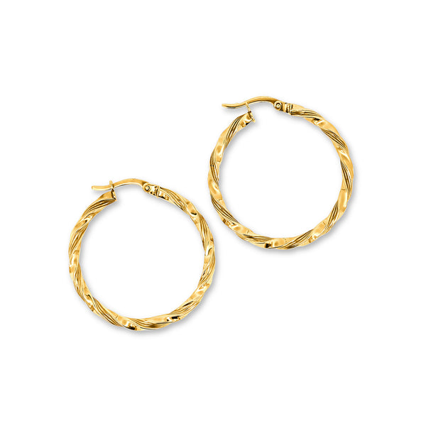 9ct Yellow Gold Twist Hoops - alternate view