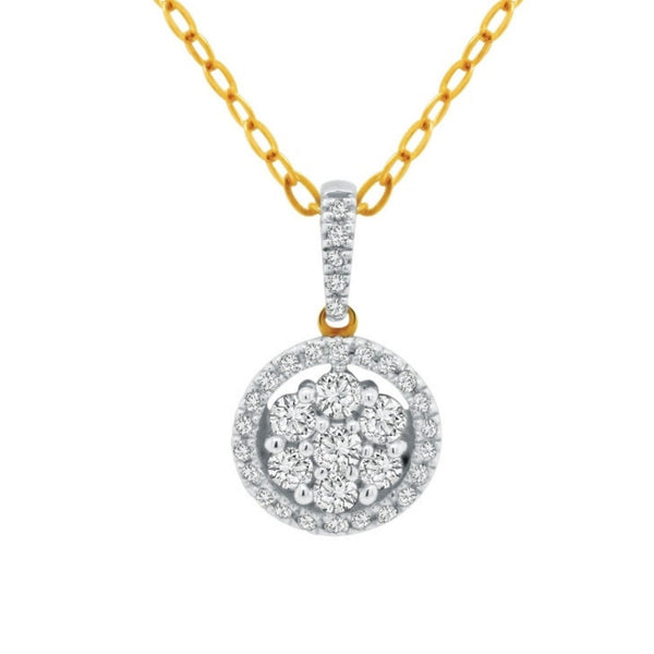 9ct Yellow Gold Flower Cluster Diamond Pendant - alternate view