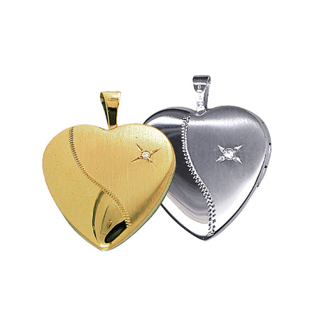 9ct Two Tone Reversable Diamond Set Heart Locket - alternate view