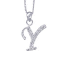 Sterling Silver Cubic Zirconia Letter Y Necklace