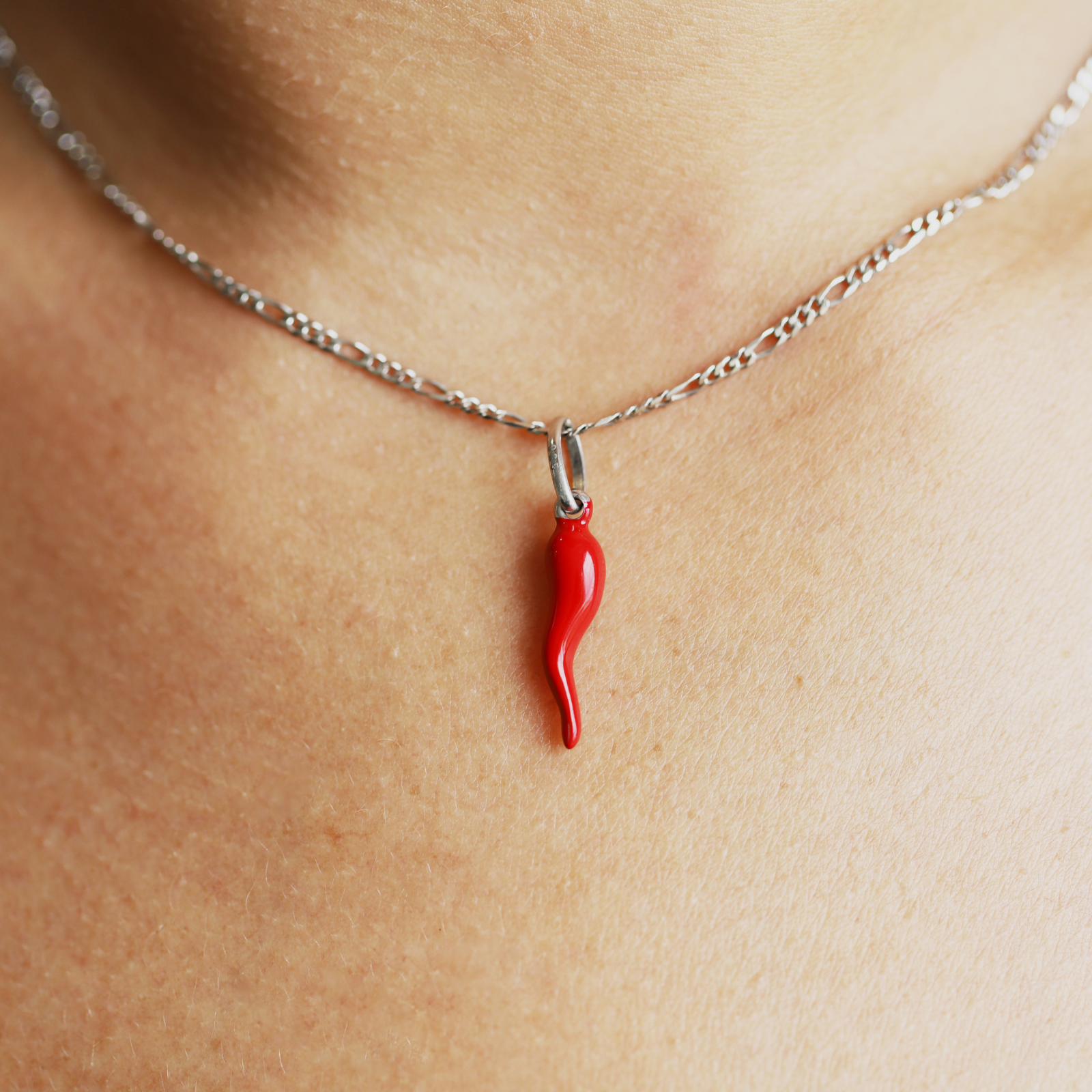 Sterling Silver Red Enamel Chili Pendant