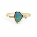 9ct Yellow Gold Opal & Lab Grown Diamond Dress Ring