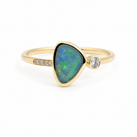 9ct Yellow Gold Opal & Lab Grown Diamond Dress Ring