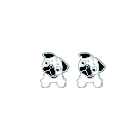 Sterling Silver Enamelled Bulldog Puppy Earrings - alternate view