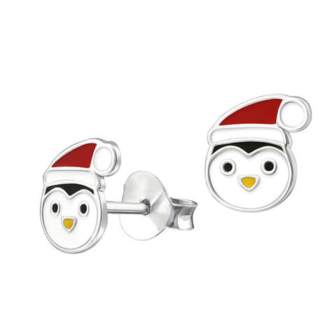 Sterling Silver Enamel Christmas Penguin Earrings - alternate view