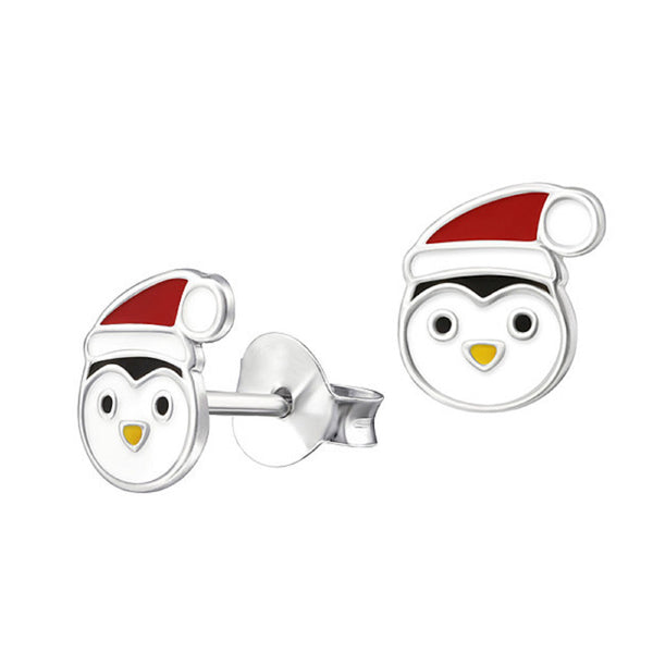 Sterling Silver Enamel Christmas Penguin Earrings - alternate view