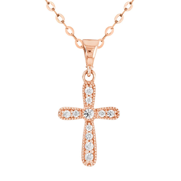 9ct Rose Gold Cubic Zirconia Cross - alternate view