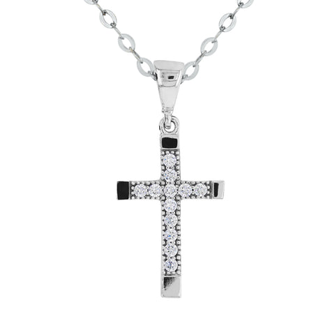 9ct White Gold Cubic Zirconia Cross Pendant - alternate view