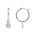 Sterling Silver Hoops With Cubic Zirconia Drop