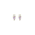 Sterling Silver Yellow Gold Plated Oval Gem And Cubic Zirconia Studs