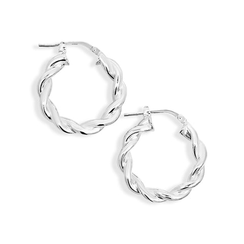 Sterling Silver Fancy Round Tube Twist Earrings - alternate view