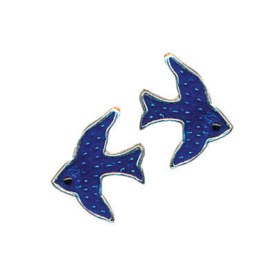 Sterling Silver Large Blue Bird Earrings - alternate view
