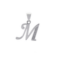 Sterling Silver Block Letter M With Cubic Zirconia