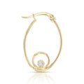 9ct Yellow Gold Oval Hoop Earrings Set With A Cubic Zirconia
