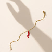9ct Yellow Gold Bracelet With Red Horn Of Plenty Charm