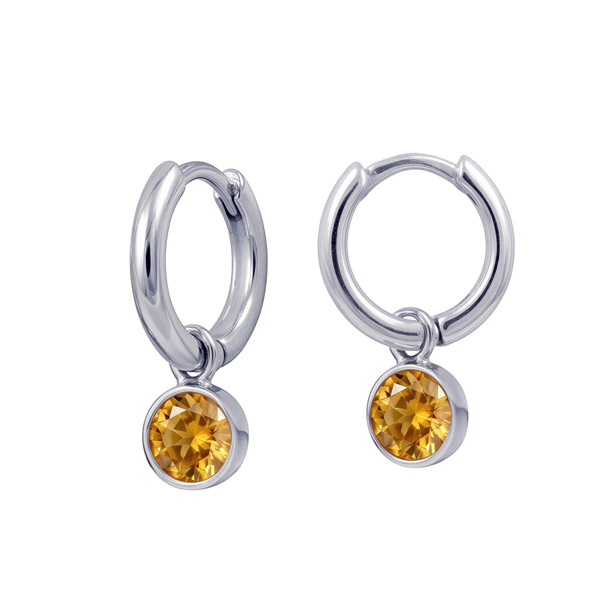 Sterling Silver Huggies With November Birthstone Drop