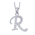 Sterling Silver Cubic Zirconia Letter R Necklace