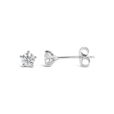 9ct White Gold 5 Claw 0.38ct Diamond Studs - alternate view