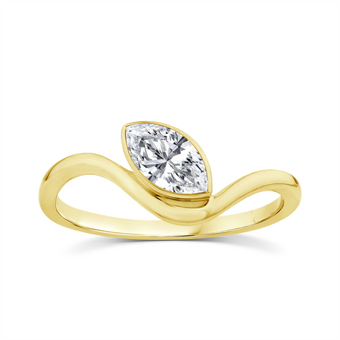 9ct Yellow Gold Marquise Lab Grown Diamond Ring