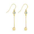 9ct Yellow Gold Blue Cubic Zirconia & Polished Disc Drop Earrings