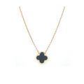 9ct Yellow Gold  Onyx Four Leaf Clover Necklace