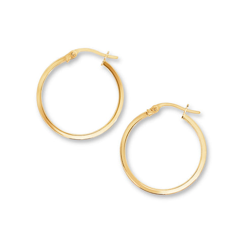 9ct Yellow Gold Round Square Cut Hoops - alternate view