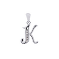 Sterling Silver Script Letter K With Cubic Zirconia
